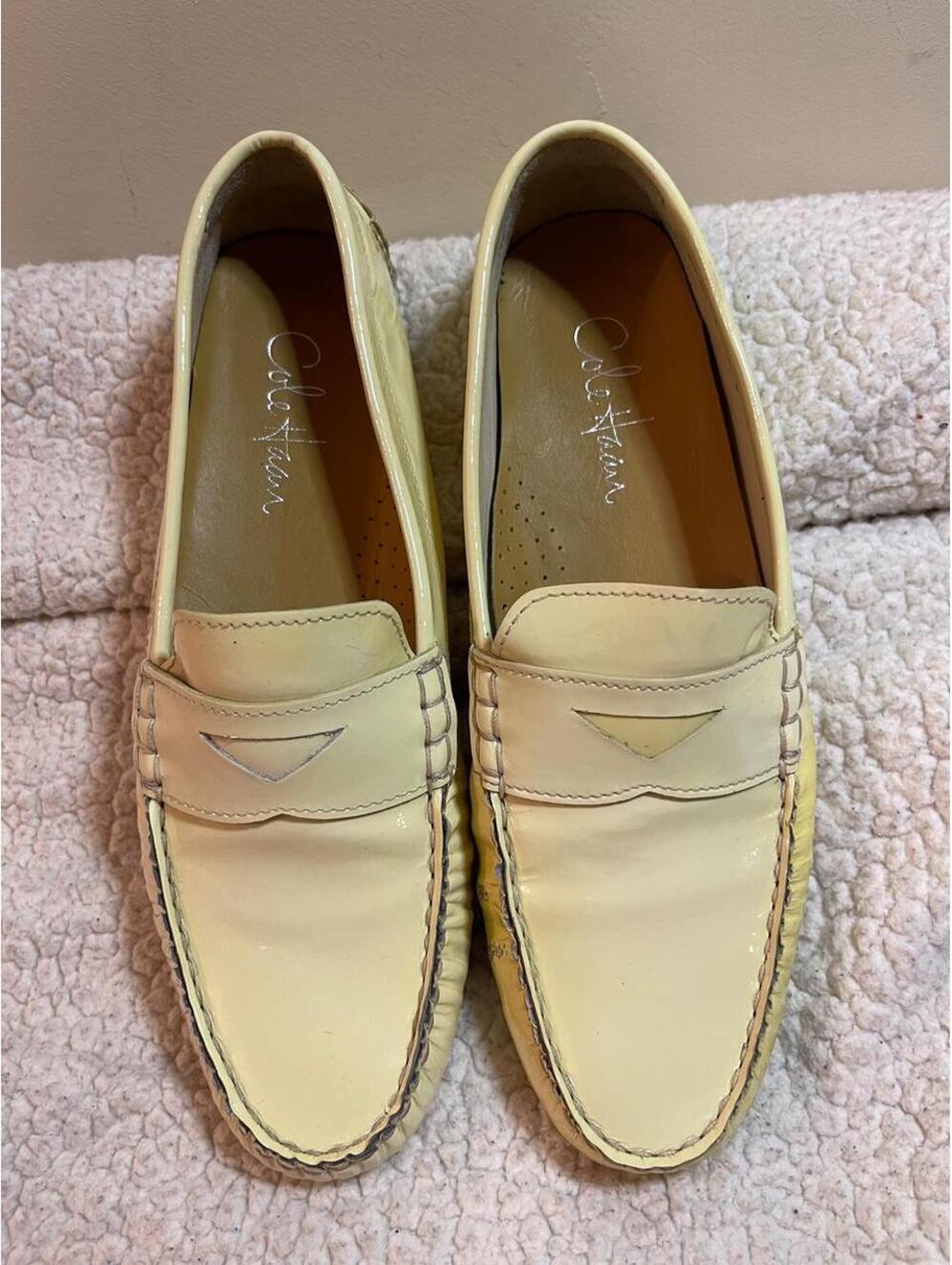 Cole Haan Women's Cream Patent Leather Loafers Size 7.5